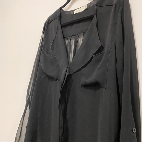 🛍3/$45 Costa Blanca Sheer Black Blouse - Picture 1 of 6